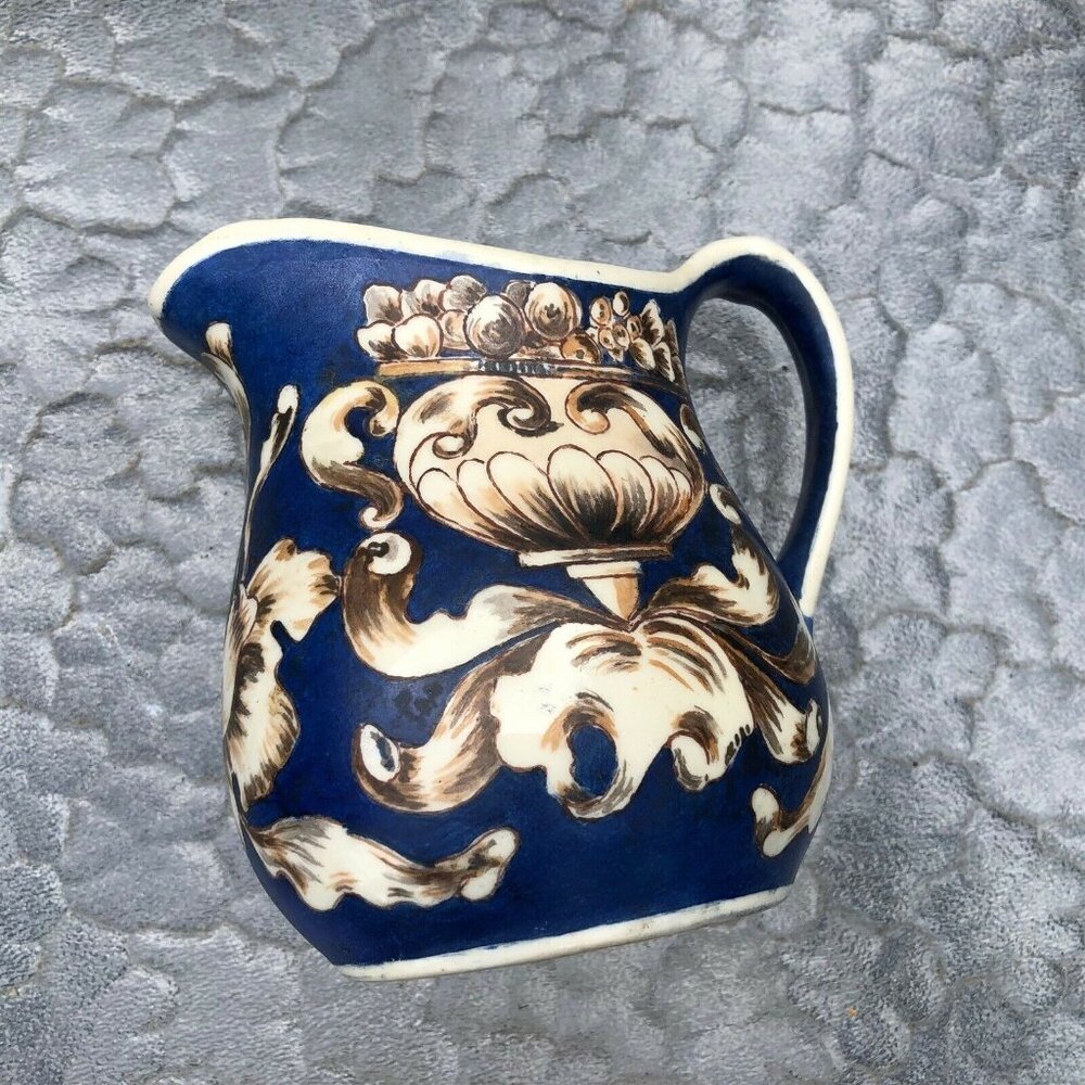 Vintage Creamer Blue Large Ornate Italian Greek Gift Inscription1950's - Picture 7 of 8